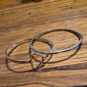 Elegant Silver Triangle Bangle Bracelet